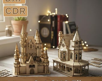 Laser Cut Gothic Castle & Victorian House DXF Plans (Digital Download)