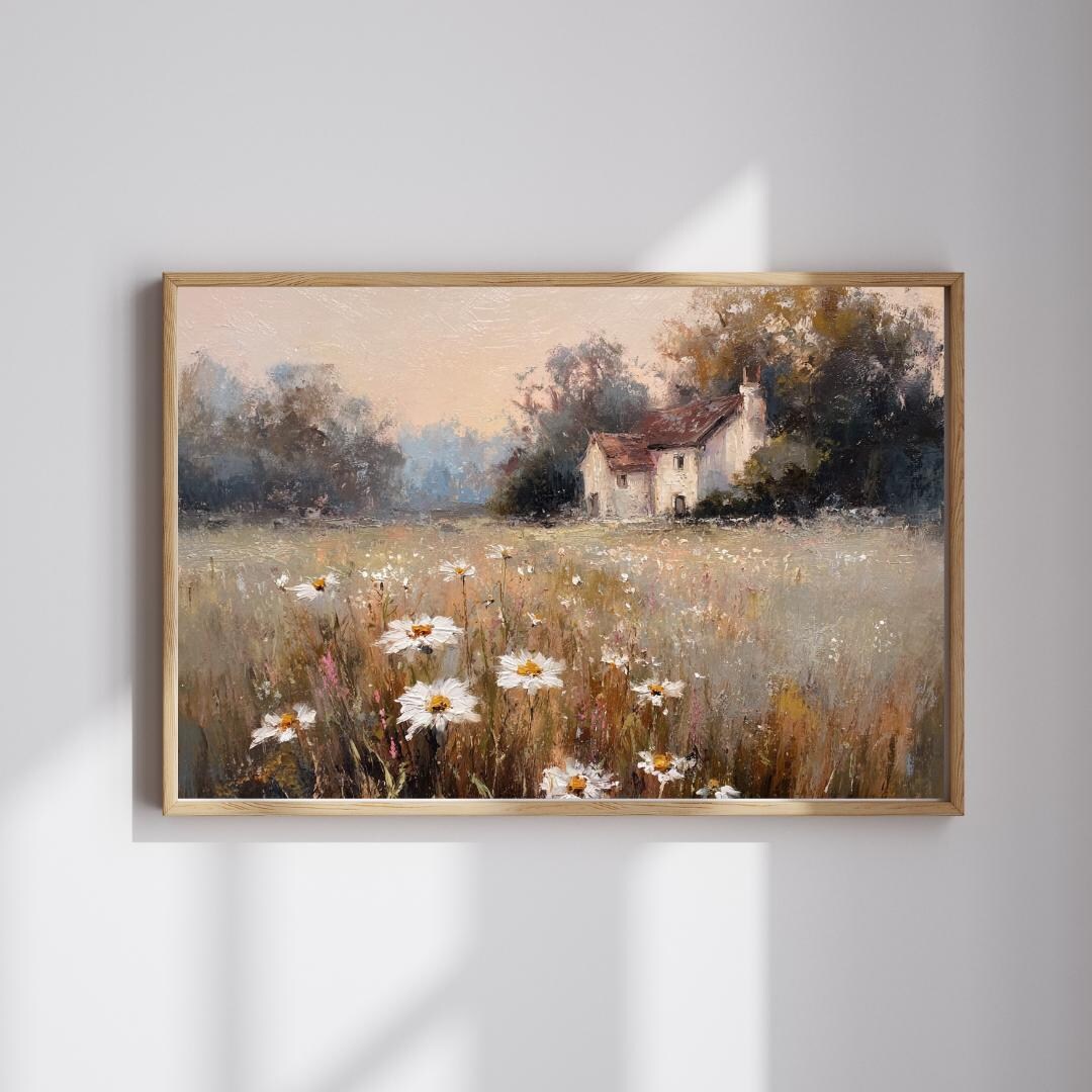 Rustic Large Print Vintage Cottage Landscape Print: Rustic Farmhouse Wall Art (physical ...
