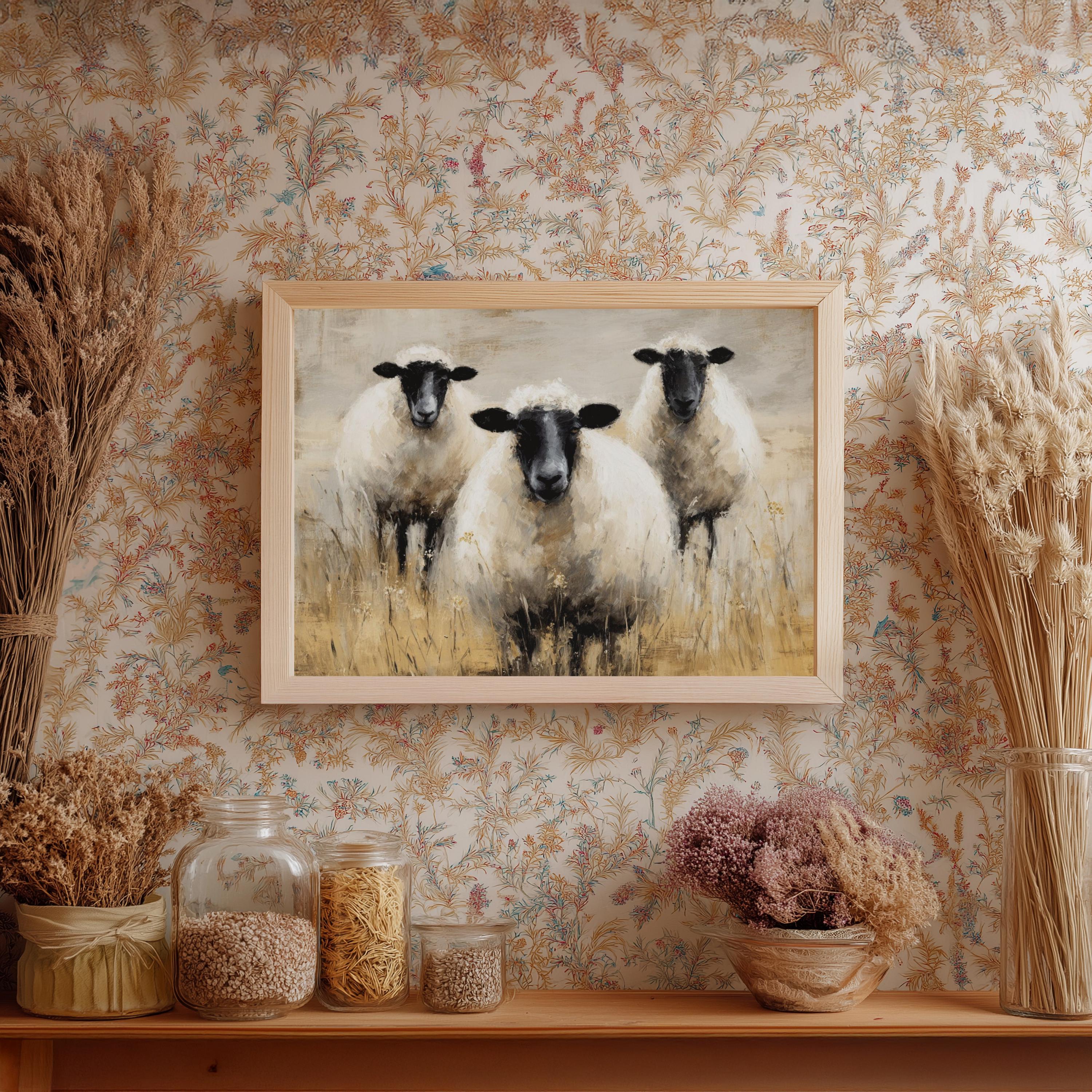 Vintage Spring Sheep Art Print: Rustic Antique Decor (physical Print ...