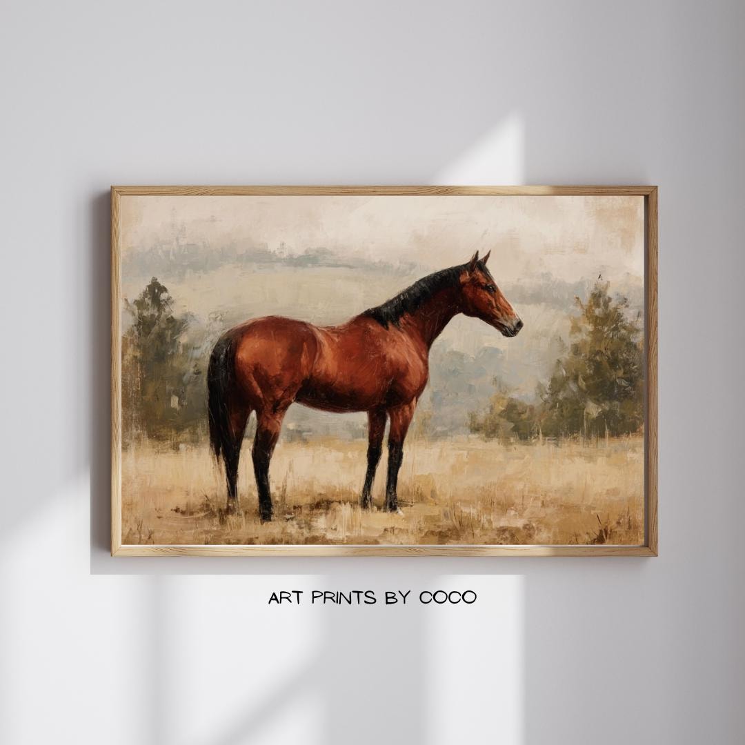 Vintage Horse Painting: Antique Equestrian Art Print Farmhouse Decor ...