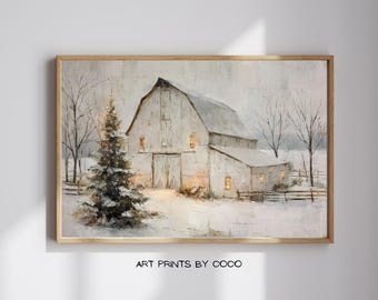 Vintage Christmas Barn Print: Rustic Christmas Decor (Digital Download)