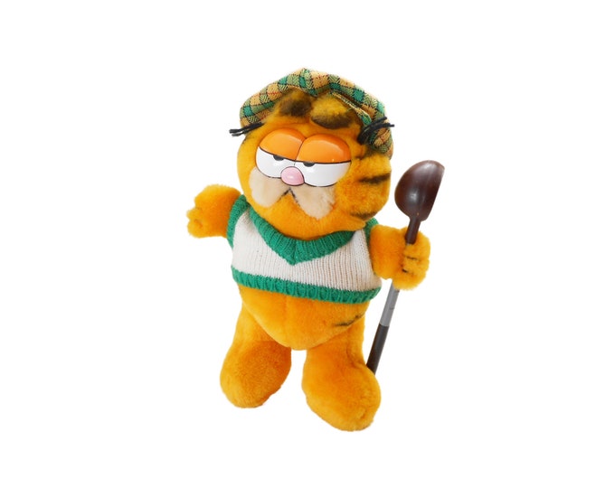 Garfield Golfer Plush Toy by Dakin 1981 Sweater Vest and Golf Club Etsy