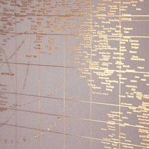 Pink & Rose Gold Typographic World Map