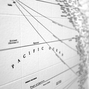 Letterpressed Typographic World Map image 5