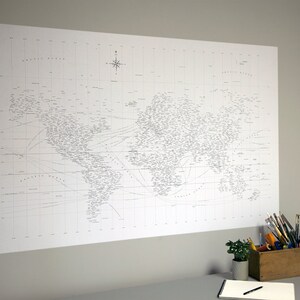 38 "x 58" typografische Welt Karte selbstklebende Wand Print