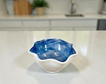 Wavy White and Blue Bowl