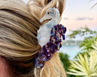 Seahorse Hair Clip – Ocean Accessory – Beach Barrette – Mermaid Claw Clip
