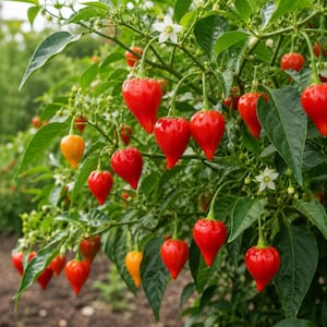 2 Plants Per Pot Red Biquinho Pepper 4-6 Inch Tall, Live Pepper Plant for Vegetable Garden, Patio and Containers