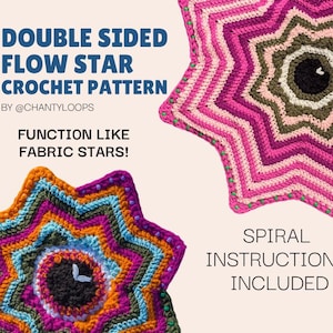 Crochet Pattern - Double Sided Flow Star - Spinning Prop - Spiral instructions Included - No Holes, Functioning Design