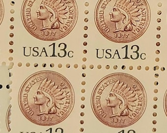 13-cent Indian Head Penny vintage postage (8 stamps)