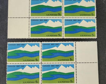 US vintage stamps celebrating Canada.  5 cent denomination (8 stamps)