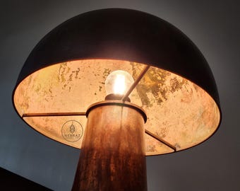 Handmade Brass Table Lamp, Mushroom Style Unique Lamp, Warm Ambient Lighting Brass Bedside Lamp, Nightstand lamp, soft warm lighting