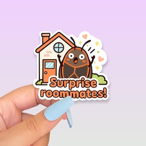 Pegatina sorpresa para compañeros de piso, pegatina de vinilo con diseño de insecto arce kawaii, regalo divertido para amantes de los insectos, pegatina para portátil para amantes de los insectos.