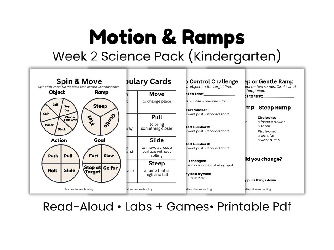 Motion & Ramps Kindergarten Science Pack Push Pull Roll Slide Ramp ...