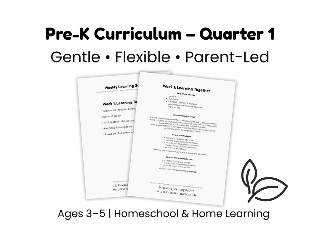 Pre-k Homeschool Curriculum Printable | Quarter 1 12 Weeks Ages 3-5
