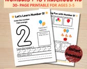 Preschool Numbers Workbook 1-10, Trace, Count, Match Activities (PDF Download)