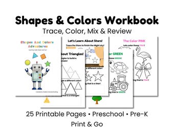 Cuaderno de actividades de formas y colores para preescolar: trazar, colorear y mezclar (PDF)
