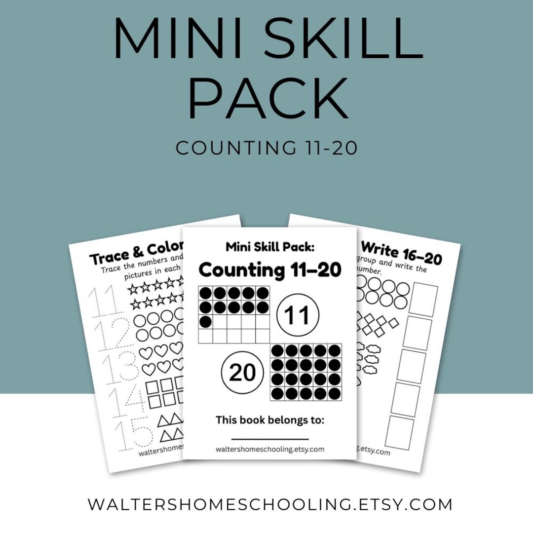 Kindergarten Math Worksheets Printable PDF | Counting 11-20 Numbers ...