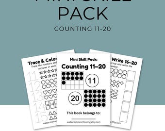 Kindergarten Math Worksheets Printable PDF | Counting 11-20 Numbers | Preschool & Homeschool Mini Skill Pack