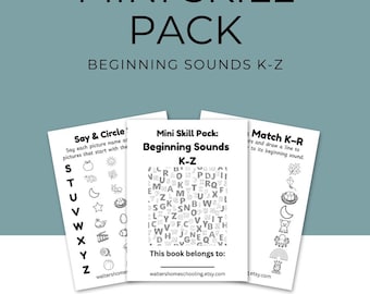 Beginning Sounds K-Z – Phonics Worksheets, Preschool Kindergarten PDF Pattern