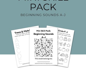 Beginning Sounds A-J Worksheets – Preschool Phonics (PDF Download)