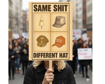 No Kings In America Protest Sign, Anti-Trump, Different Hats, Democracy Not Oligarchy Political Activist Poster Resist Fascism Rally Sign