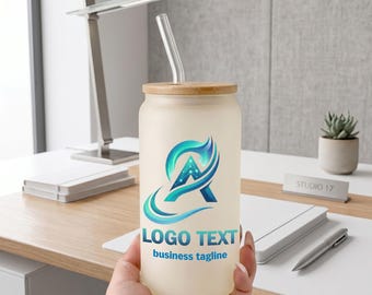 Vaso de vidrio personalizado con logotipo, vaso de vidrio transparente y esmerilado personalizado, vaso de 16 oz con logotipo de empresa, tazas de café corporativas para empresas.