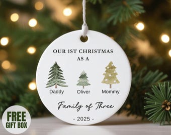 Family of Three Christmas Ornament, Family of 3, Family Ornament, Personalized Baby's First Christmas Ornament,First Christmas Ornament 2025