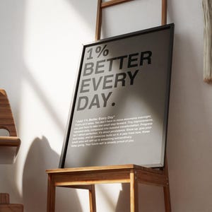 1% Better Every Day Motivational Wall Art | Inspirational Quote Print | Productivity Poster | Growth Mindset Office Decor | Digital Download