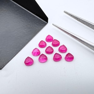 Synthetic Ruby Jade 4 mm Heart Cabochon Loose Gemstone | Flat Back Polished Red Cab for Jewelry Making, Rings, Earrings & DIY Crafts