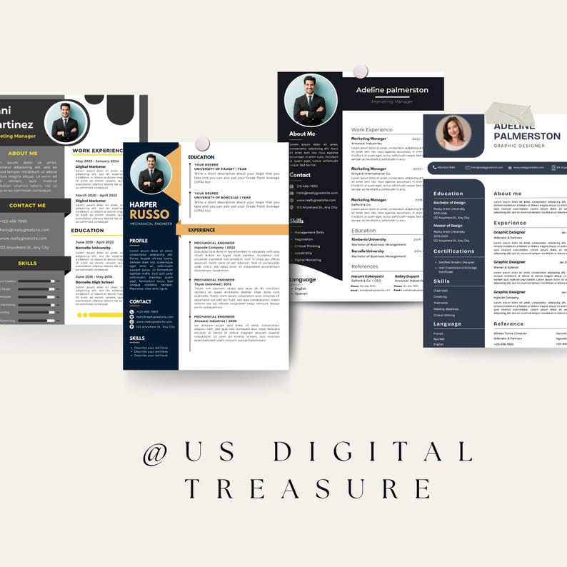 ATS Resume Templates Bundle: Modern CV Designs, Editable in Canva - Etsy