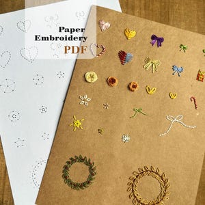 Papierborduurcollectie nr. 01 | 25 printbare patronen + stapsgewijze video-tutorial | Borduursjabloon voor beginners | DIY-kaart PDF