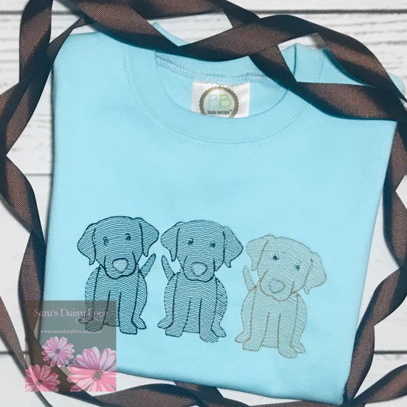 Lab Dogs Trio Sketch Embroidery Shirt / Labrador Retrievers / | Etsy