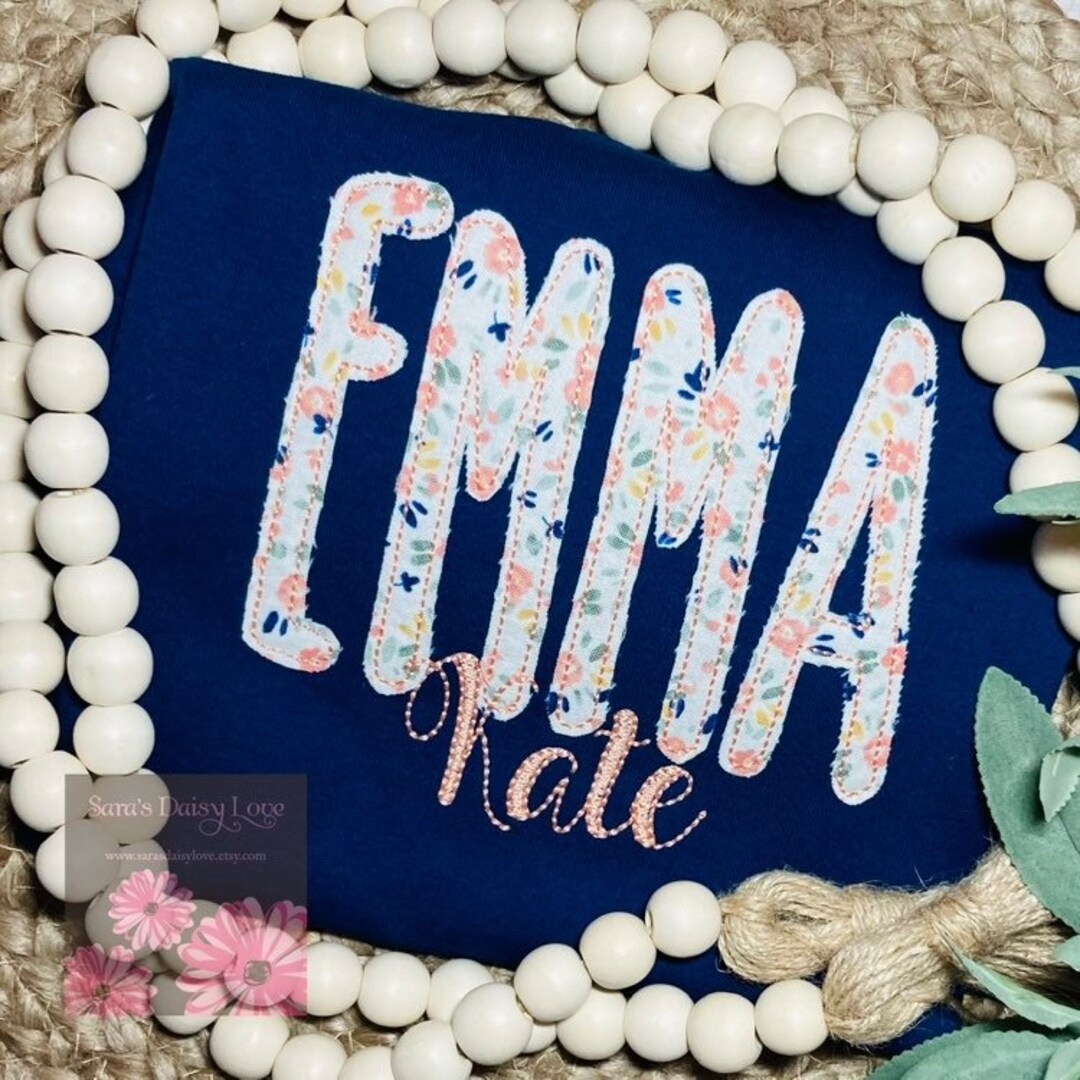 Personalized Floral Applique Name Shirt, Embroidered Girl's Shirt - Etsy