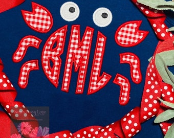 Camisa de niño con aplique de cangrejo y monograma, atuendo de verano