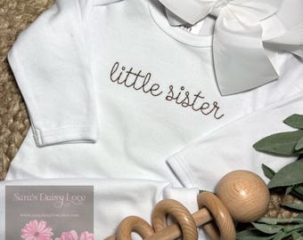 Little Sister Infant Gown, Coming Home Outfit, Sibling Gown