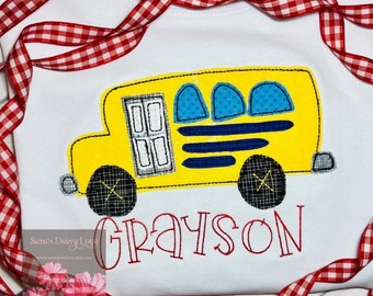 Boy's School Bus Applique Shirt, Back to School