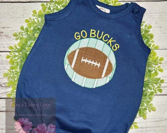 Personalized Football Applique Bubble, Team Colors, Game Day Outfit