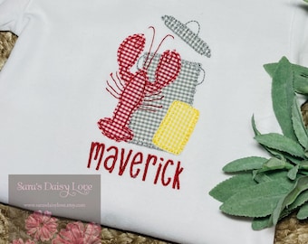 Boy's Crawfish Boil Applique Shirt, Personalized Bodysuit