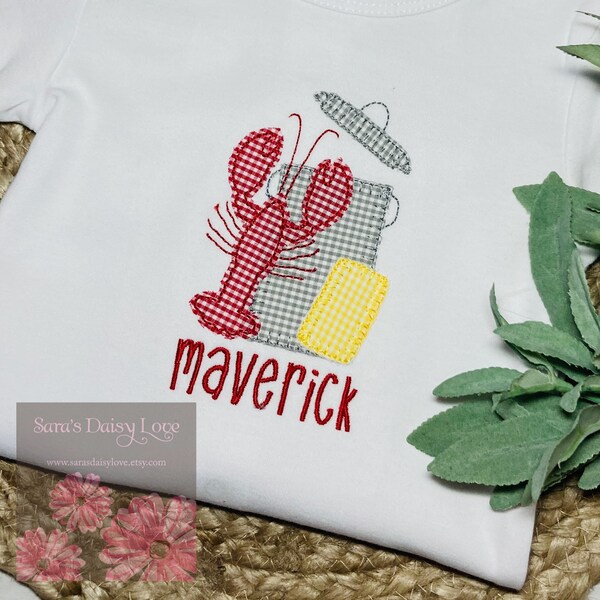 Boy's Crawfish Boil Applique Shirt, Crawfish Boil Applique Bodysuit, Personalized Shirt, Crawfish Boil, Saras Daisy Love