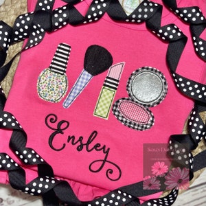 Girl&#39;s Makeup Applique Shirt, Makeup A Girl&#39;s Best Friend, Beauty Spa Glamour Makeover, Personalized Shirt