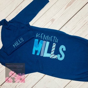 Personalized Baby Gown, Baby Gown With Name, Infant Gown With Name, Embroidered Baby Gown, Applique Name Baby Gown, Baby Boy Shower Gift