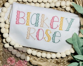 Boho Girl Shirt, Personalized Name, Scalloped Embroidery
