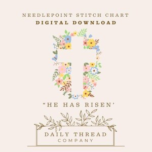 Cross Easter Needlepoint Canvas, Spring, Digital Download Chart