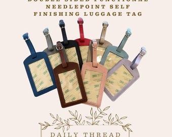 Needlepoint Luggage Tag, Double Sided Function, Easy DIY Self Finishing Project
