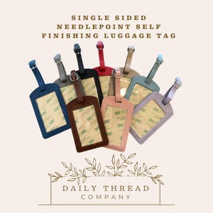 Needlepoint Luggage Tag, Easy DIY Self Finishing Project
