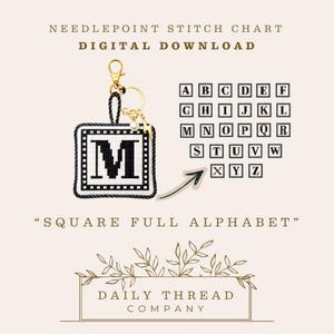 Alphabet Needlepoint Chart, Letter Bag Charm Pattern DIY (Digital Download)