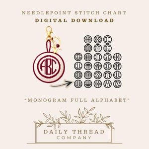 Monogram Alphabet Needlepoint Chart, Bag Charm Pattern Digital Download