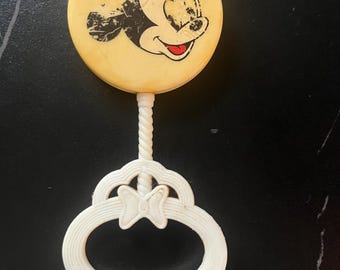 Vintage 1965 Walt Disney Mickey Mouse plastic baby rattle