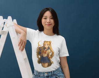 Magical Girl Sailor Moon Style T-Shirt | Anime Moon Staff Illustration